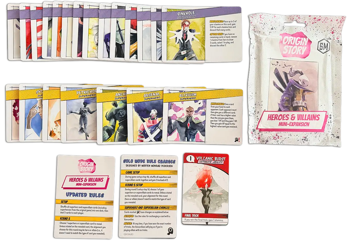 Origin Story: Heroes & Villains (Mini-Expansion) game setup